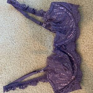 Purple, frilly lace, unlined underwire VS bra
